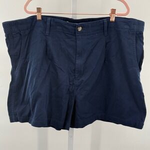 Falls Creek Pleated 2PKT Shorts Comfort Waist Casual Navy Blue 3X